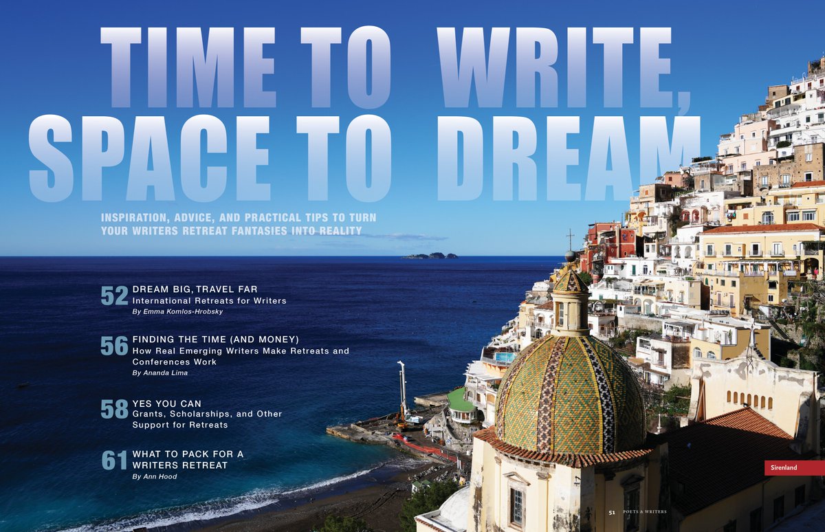 poetswritersinc's tweet photo. Ever wanted to go on a writers retreat? In her new feature, Emma Komlos-Hrobsky (@skunkorama) paints pictures of six retreats around the world—including one enveloped by the “breeze of the Mediterranean.” #PrintOnly https://t.co/jhRFcLDeq4 https://t.co/nM0VvbKSmF