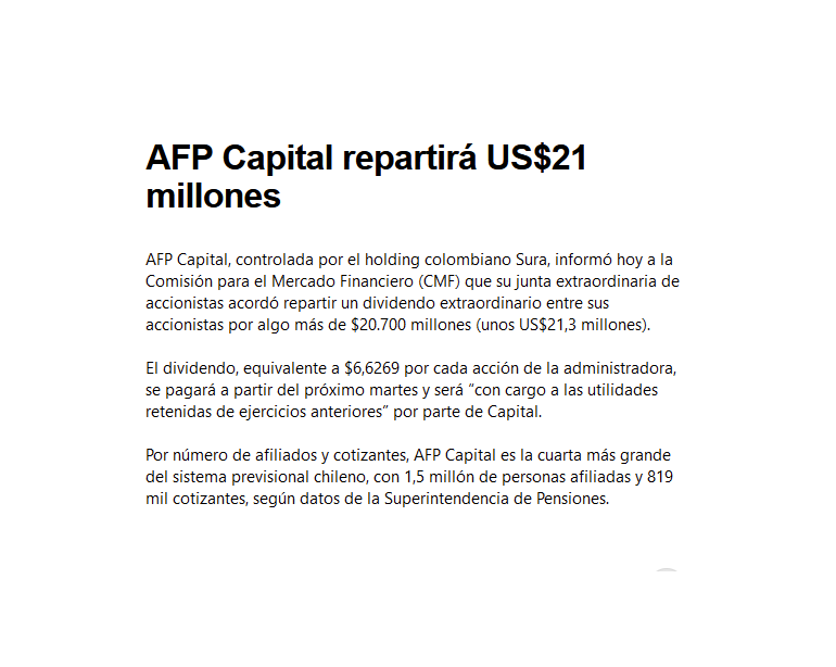 sebastian_gray's tweet photo. Fantástico sistema chileno de COTIZACIÓN OBLIGATORIA de seguridad social, que permite a administradoras privadas repartir JUGOSAS UTILIDADES entre sus accionistas, mientras los fondos de cotizantes se encogen y entregan PENSIONES MISERABLES. 
¿Cómo era? "¡Que se jodan!" https://t.co/Mu2pwZBnfG
