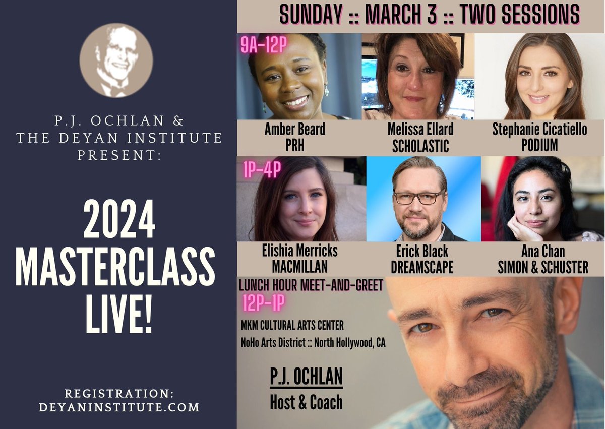 What an amazing line up <a href="/pjochlan/">P.J. Ochlan</a> has curated for his Deyan Audio Masterclass LIVE on March 3. Narrators, have you reserved your spot yet? Link in bio.

<a href="/Dreamscapeaudio/">Dreamscape Media</a>, <a href="/simonschuster/">Simon & Schuster</a>, <a href="/penguinrandom/">Penguin Random House 🐧🏠📚</a>, @PodiumAudio, <a href="/Scholastic/">Scholastic</a>, <a href="/MacmillanAudio/">Macmillan Audio</a>