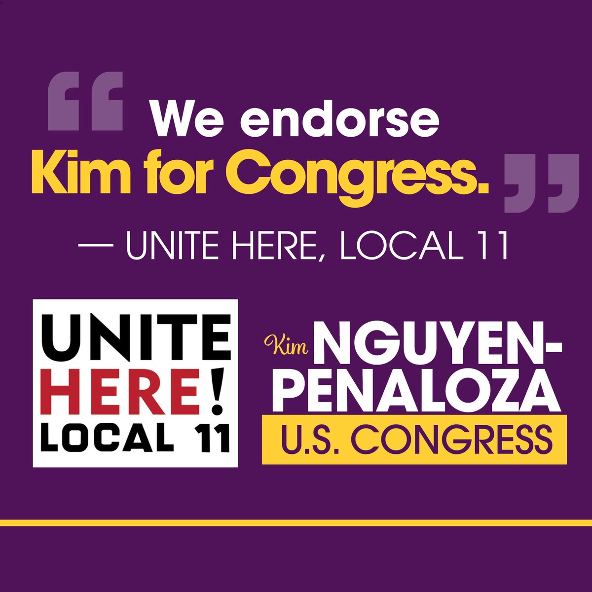 votekimnguyen's tweet photo. Proud to announce another major endorsement from the over 32,000 hospitality workers with UNITE HERE!

We have built a strong coalition that is #inittonguyenit! Join our volunteer list, lace up your shoes, and sign up for our next day of action tomorrow!
https://t.co/LcTw9GT2CU https://t.co/PcVimnVokW