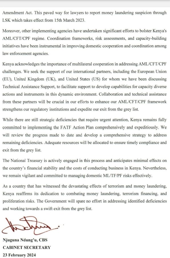 Kenya listed on @FATFNews for potential #MoneyLaundering, #TerroristFinancing & #ProliferationFinancing issues as @KeTreasury responds
Financial Action Task Force (FATF) is taken very seriously by bilateral and multilateral lending institutions @stopillicitrade