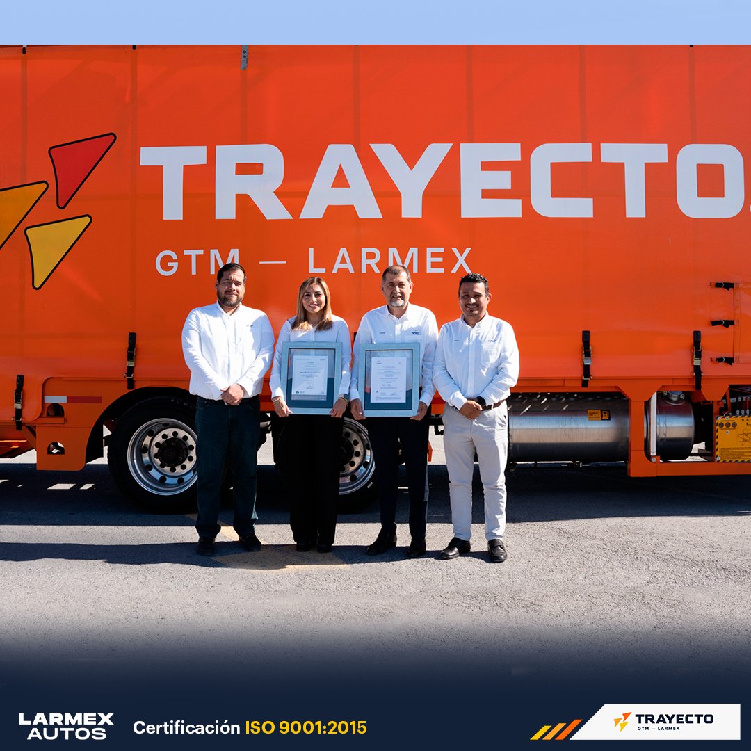 Estamos emocionados de compartir que en Larmex Autos hemos alcanzado un gran logro, obteniendo la certificación ISO 9001:2015. Agradecemos a todo nuestro equipo por su esfuerzo y dedicación para alcanzar esta gran meta. ¡Felicidades! #Trayecto #LarmexAutos #ISO9001 #Calidad