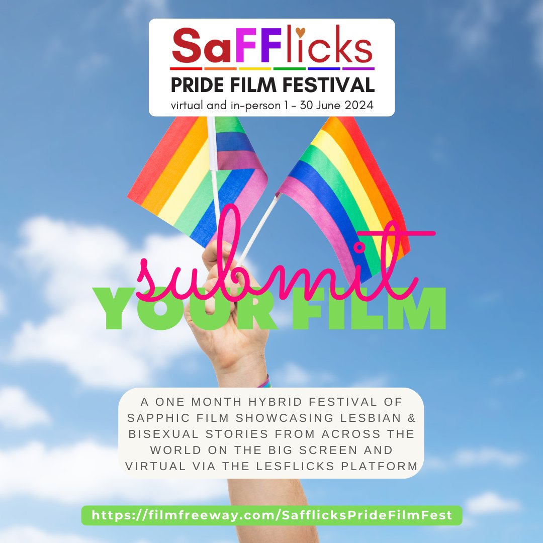 safflicks's tweet photo. COMING SOON 📣 SaFFlicks is proud to announce our next festival - Safflicks Pride Film Festival 2024 🎪

A one month festival of sapphic film showcasing lesbian &amp; bisexual pride 🌈 Accepting short films, web series &amp; features!

https://t.co/Og4G0TL5yf
#filmmaker #lgbt https://t.co/P1xXpBwdot