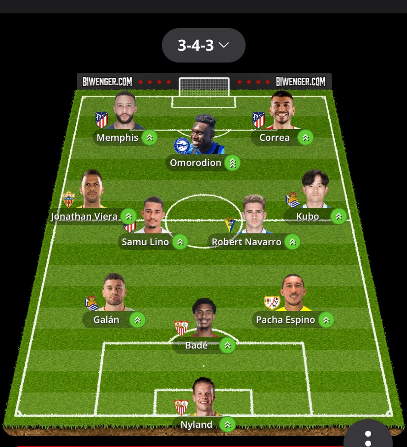 28Guillem's tweet photo. @ElBielsaFantasy Punto Sofascore, y banquillo tengo:

Df: Jorge Cuenca, Albiol, David Lopez, Yerson Mosquera

Mc: Barrios, Rubern Alcaraz

Dv: Uzuni, Chimy Avila, Ilias Akhomach

Algun cambio?? https://t.co/AORhdaFmQ8