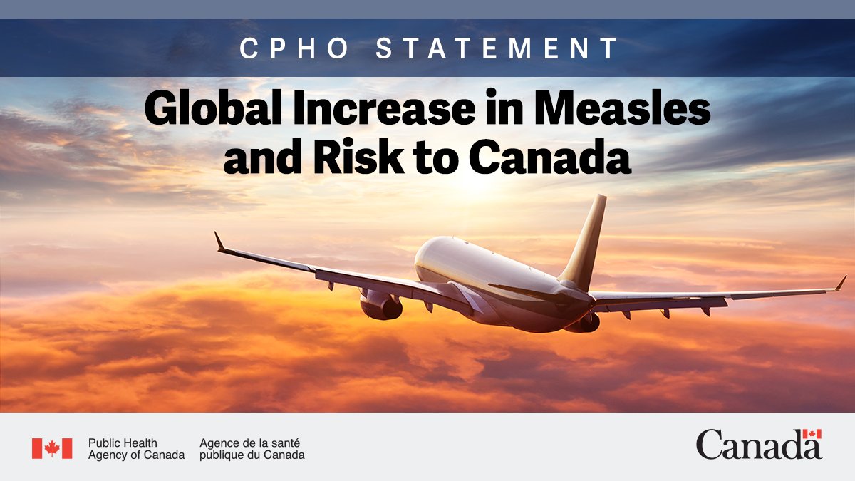 Today, I released a statement on the global increase in measles and risk to Canada. I strongly advise everyone in Canada to be fully vaccinated against measles, especially before travelling. ow.ly/FlS950QHgq9