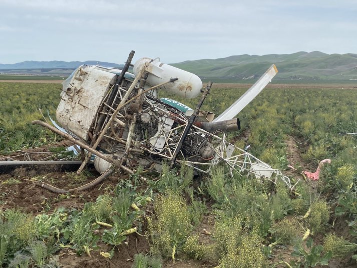 Per <a href="/PIOSBCFireInfo/">PIO</a>: Helicopter down 7:45am Area of Orcutt Garey Rd and Foxes Cyn Rd Orcutt. 1 occupant, non-injury. Helicopter spraying organic pesticide experienced a mechanical issue and came to rest in an ag field. Pesticide tanks empty prior to going down.