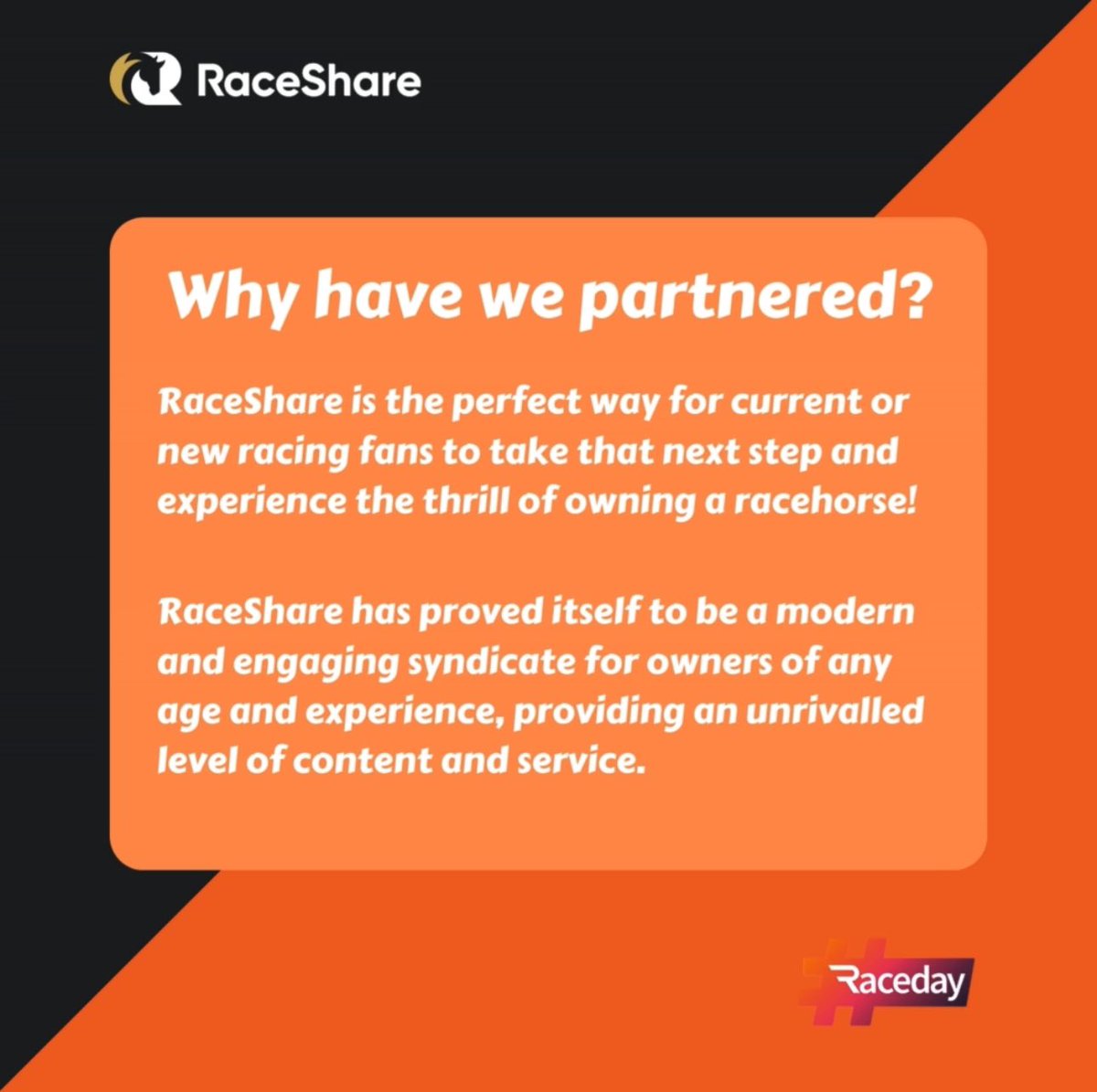 Raceday_RTV's tweet photo. Why have we partnered with @RaceShare ?
#Raceday X #RaceShare https://t.co/yDnj7Tn139