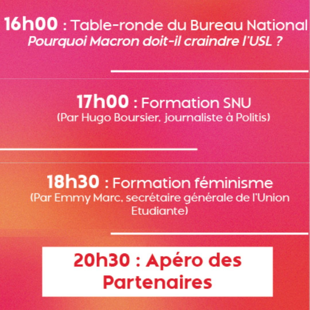 USLSyndicat's tweet photo. Karim Kattan, Raphaël Arnault, Benoît Teste, Nawel Benchlika, Éléonore Schmitt, et beaucoup d’autres.

➡️ Découvrez le programme exceptionnel  du Congrès d’Unification et de Fondation de l’USL ! https://t.co/l4mp8nd0Kh