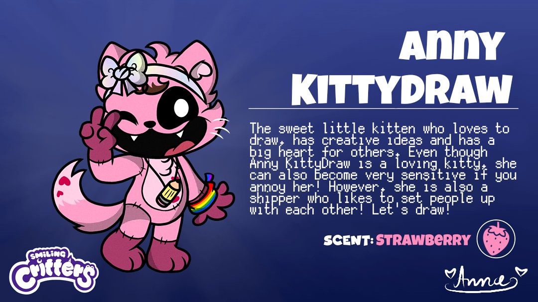 ✏️BAM!!✨👏🤩 Here's my Smiling Critters OC BIO<3👀✨🍓💮😻(her