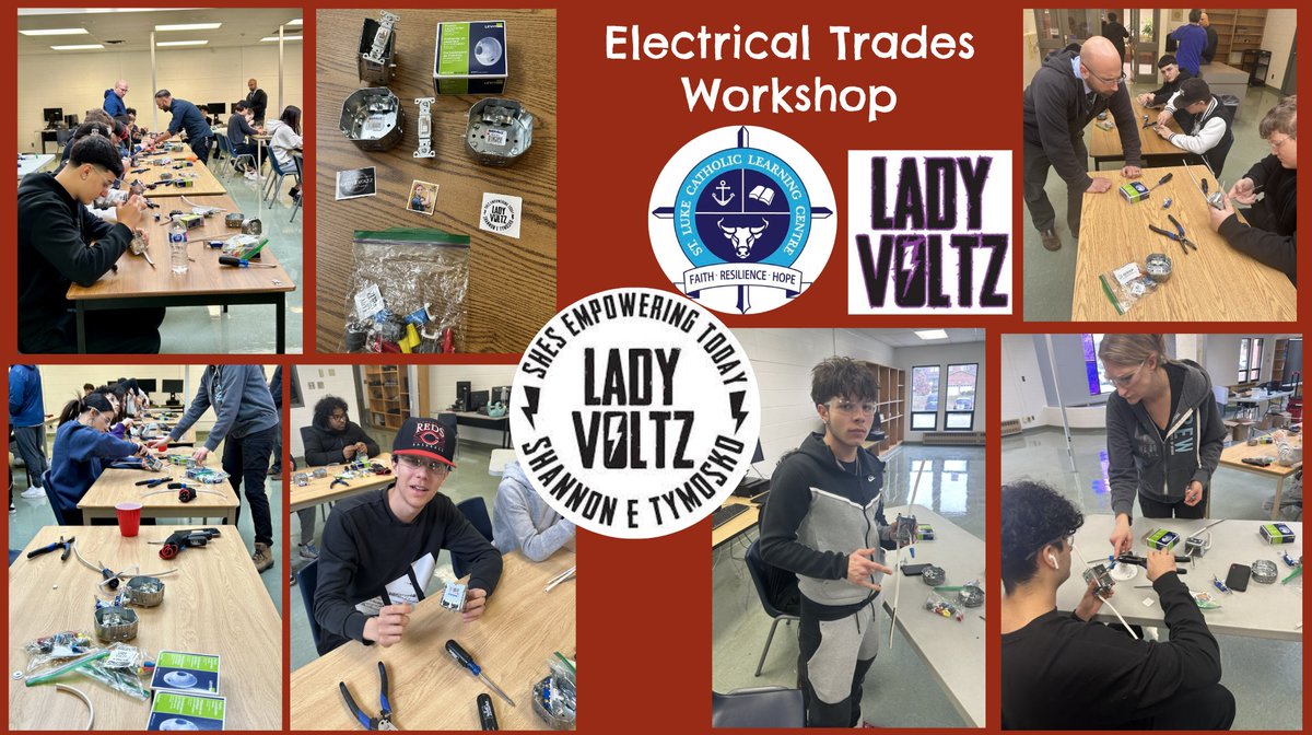 stlukeycdsb's tweet photo. Great to see practical learning in action @stlukeycdsb with @LadyTymosko! Building a light switch is an excellent way to empower students with hands-on skills in the electrical trades workshop. Keep sparking creativity and fostering practical learning opportunities! @YCDSB https://t.co/BsTnWlIoeV