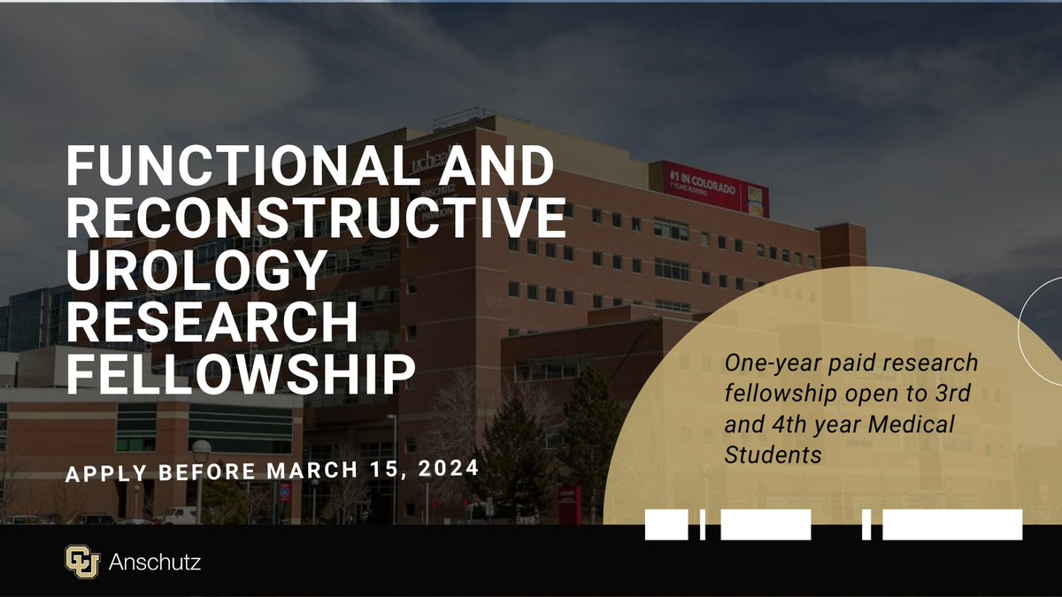 CU Urology (@cu_urology) on Twitter photo Are you a current medical student who would like to do a paid one-year research fellowship? It offers strong mentorship and great resources. Click the link below to learn more.
tinyurl.com/4nbukdv2
<a href="/UroResidency/">UroResidency</a>
<a href="/Uro_Res/">The Urology Applicant ⚕</a>
<a href="/UrologyUnbound/">Urology Unbound</a>
<a href="/CUAnschutz/">CU Anschutz Medical Campus</a>
<a href="/CUMedicalSchool/">CU School of Medicine</a>
#UroSoMe Are you a current medical student who would like to do a paid one-year research fellowship? It offers strong mentorship and great resources. Click the link below to learn more.
tinyurl.com/4nbukdv2
<a href="/UroResidency/">UroResidency</a>
<a href="/Uro_Res/">The Urology Applicant ⚕</a>
<a href="/UrologyUnbound/">Urology Unbound</a>
<a href="/CUAnschutz/">CU Anschutz Medical Campus</a>
<a href="/CUMedicalSchool/">CU School of Medicine</a>
#UroSoMe
