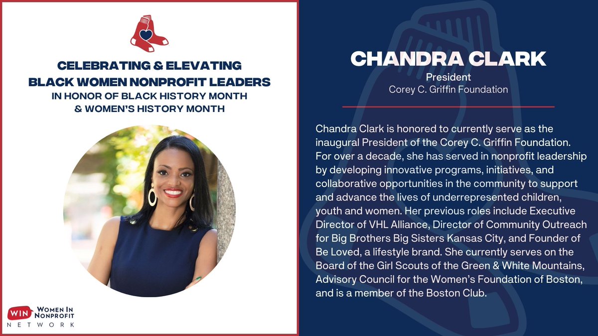 As we continue to celebrate Black women nonprofit leaders, today we are excited to recognize President of Corey C. Griffin Foundation Chandra Clark. Chandra is an incredible community leader, and we are honored to have her as a part of our Women In Nonprofit Network!