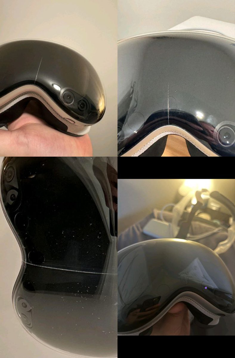 enough_yt's tweet photo. Apple Vision Pro users Reporting spontaneous front glass cracking. https://t.co/uKkxKLv4nH