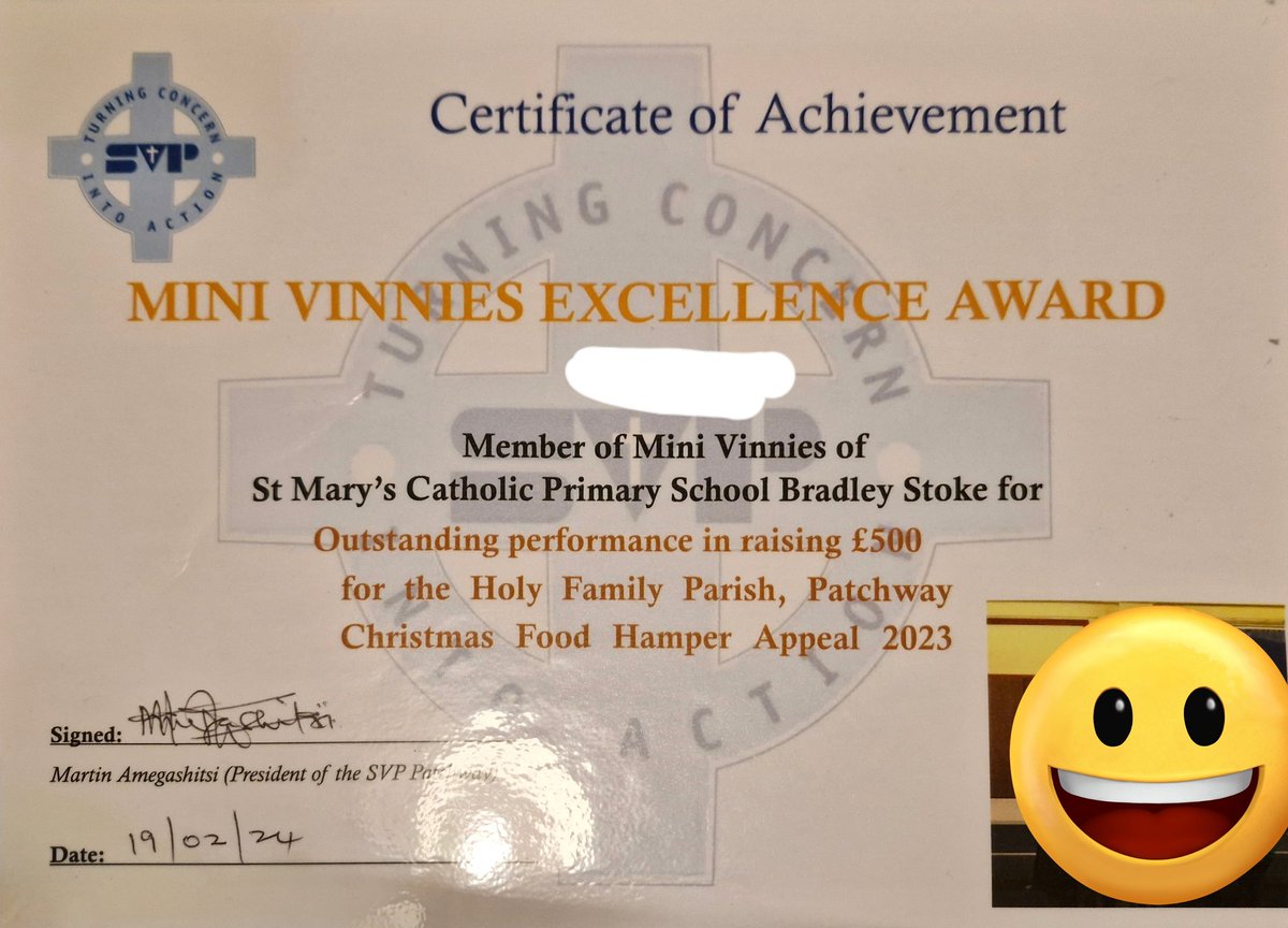 We were incredibly proud to have Martin, the president of Holy Family SVP, present these certificates to our wonderful Mini Vinnies. We are so proud of them and grateful to the link with @HolyFamilyBS34 @SVPEnglandWales