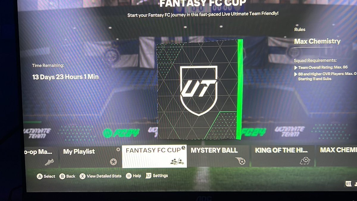 🥶 FANTASY FC CUP 🏆🥶

NO GAME LIMIT ❌

How to complete in quick succession! 

- Golden goal 🥅 
If someone scores a goal, back out

It’s not difficult, if you win in 5 game minutes you can complete: 
1 win ✅
1 game played ✅
1 goal scored ✅

Work together! 👏🏼