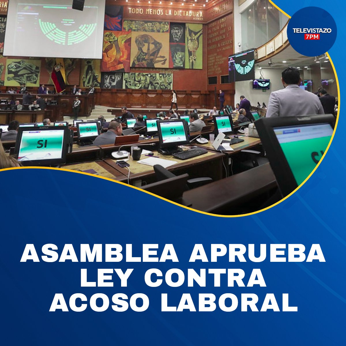 EcuavisaInforma's tweet photo. 🔴 #ENVIVO | Obligar a una persona a estar pendiente de correos o de mensajes fuera de su trabajo es ahora considerado acoso laboral. La Asamblea aprobó las nuevas reformas. 

Mira #Televistazo7PM en 📲https://t.co/ZQflzmvTqV https://t.co/9uI2vKSxeW