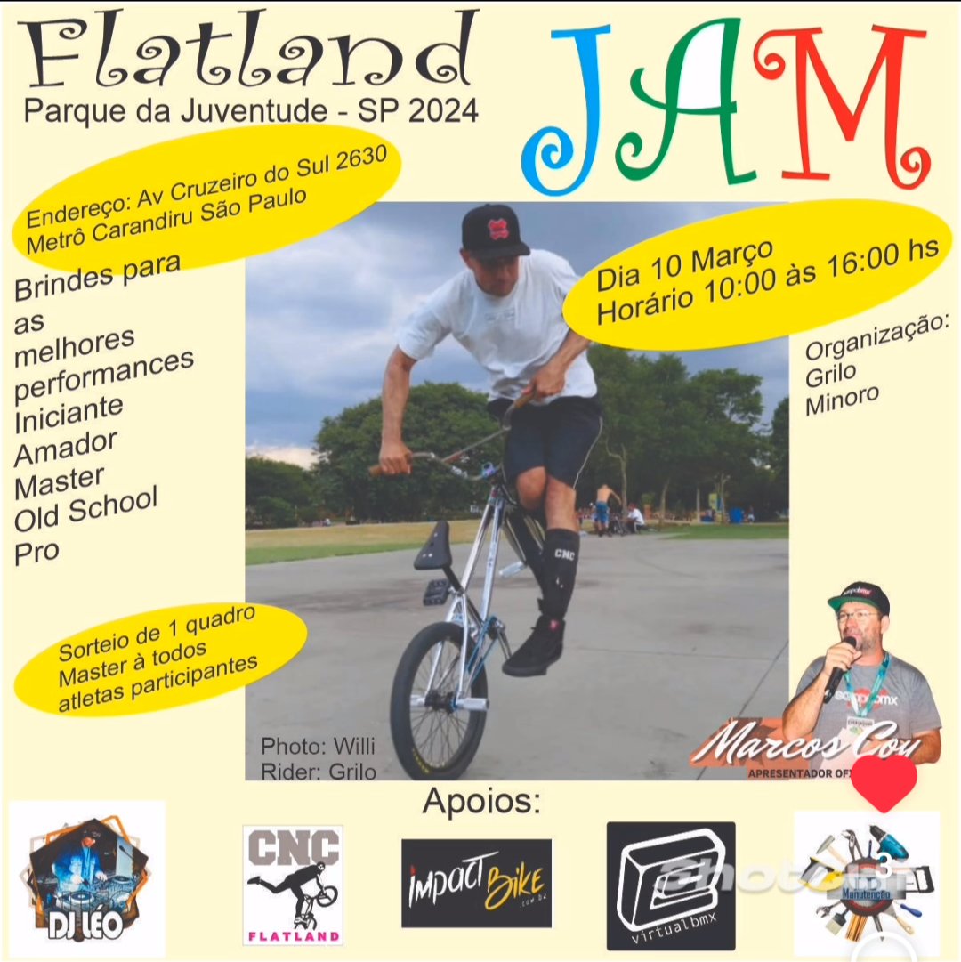 eminentbmxtv's tweet photo. 📢💤💤 "FLATLAND JAM" 🔥🤘🏽
📍Parque da Juventude - Sp
( 🚇 Metro Carandiru )
Dia 10 de Março / Das 10:00 às 16:00
•
#flatlandbmx #bmxjam #flatland #flat #flatbmx #bmxfreestyle #freestyle #bmxbike #repost #bmxtricks #bike #reels #eminentbmxtv
•
🔁 postado: by @pebmx30 https://t.co/6ijPm77Xiw