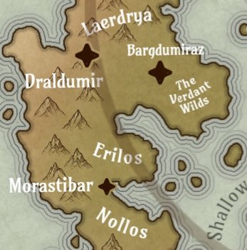 Outlining the starting factions of the lands around Bargdumiraz and the Verdant Wilds.
kickstarter.com/projects/garbl…
