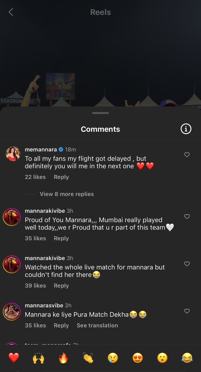 Apparently manna’s flight got delayed so she couldn’t watch the full match but she will be seen for the next match. 

Looking forward to watching her glow on screen 💙🥵💙

#MannaraChopra #CCLOnJioCinema #Mannarians #dubai #mumbaiheroes