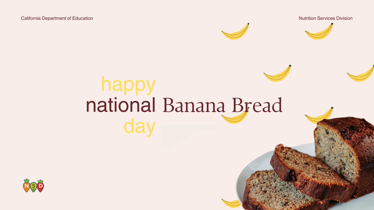 CDENutrition's tweet image. Banana bread and muffins are a favorite on-the-go breakfast for busy students. Many California schools make their muffins from scratch! Mmmm there’s nothing like the comforting aroma of freshly baked banana bread.   National Banana Bread Day!  #BananaBreadDay #ScratchCooking