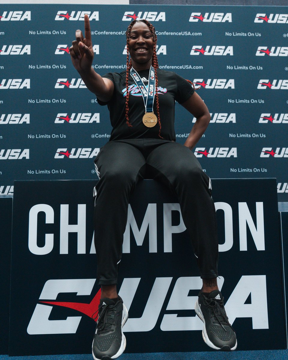 FIUTrackXC's tweet photo. A tufff 𝟔𝟖’ 𝟐” mark in the weight throw helps Liz secure her first CUSA GOLD 🔥

#PawsUp https://t.co/rOoDrGv4DL