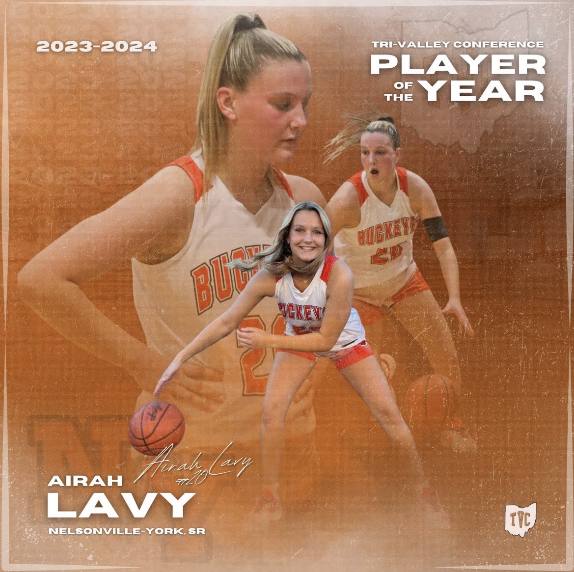The TVC-OHIO PLAYER of the YEAR is Senior Airah Lavy— make that the 2x League POY! 🏀
