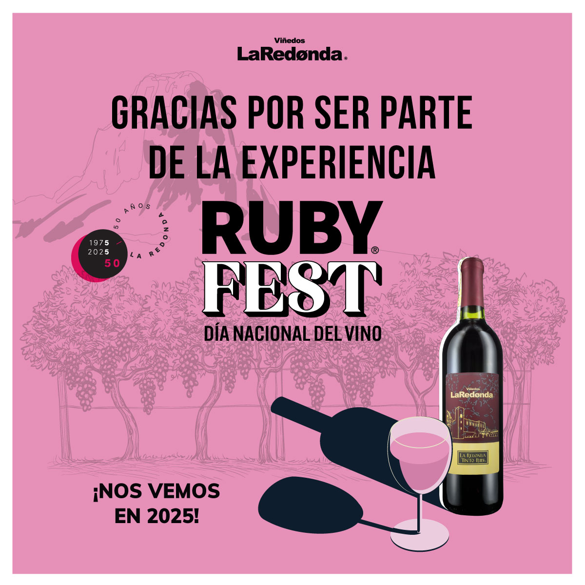 vinoslaredonda's tweet image. ¡Tuvimos una gran celebración en este #RubyFest! Gracias por ser parte de esta experiencia y disfrutar de nuestro vino favorito. 🥳🍷🎉✨