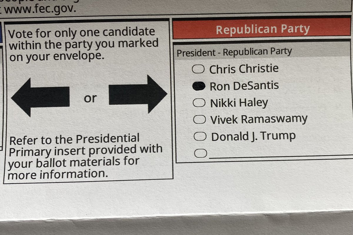 #StillwithDeSantis 

I was so happy to see DeSantis still on our primary ballot. 😊 

Proud #DeSantisRepublican