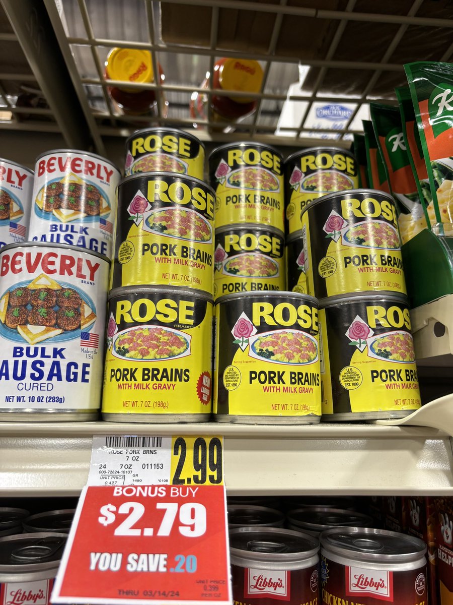 IdaColumite's tweet photo. Dunno if my cell was affected because I never have a signal here anyways. In other #rural NC news, the #videostore went out of business after 30+ years and canned pork brains are on sale. Sad about the video store. #gack! https://t.co/1pv9yfy1Mh