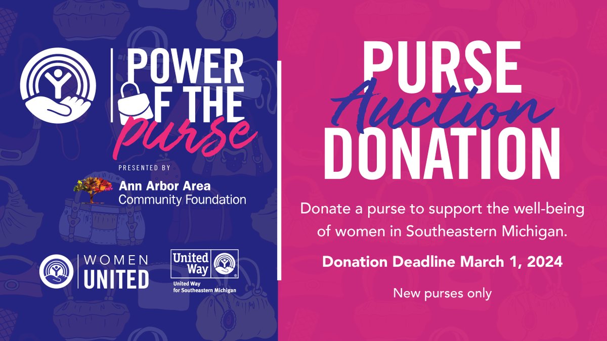 UnitedWaySEM's tweet image. Believe in the power of giving? Don't wait to give a new purse to support the well-being of women in our region at our #PowerofThePurse event, presented by our Women United group and sponsored by @AAACF.  👜 Donate here 👇  unitedwaysem.org/PowerOfThePurse