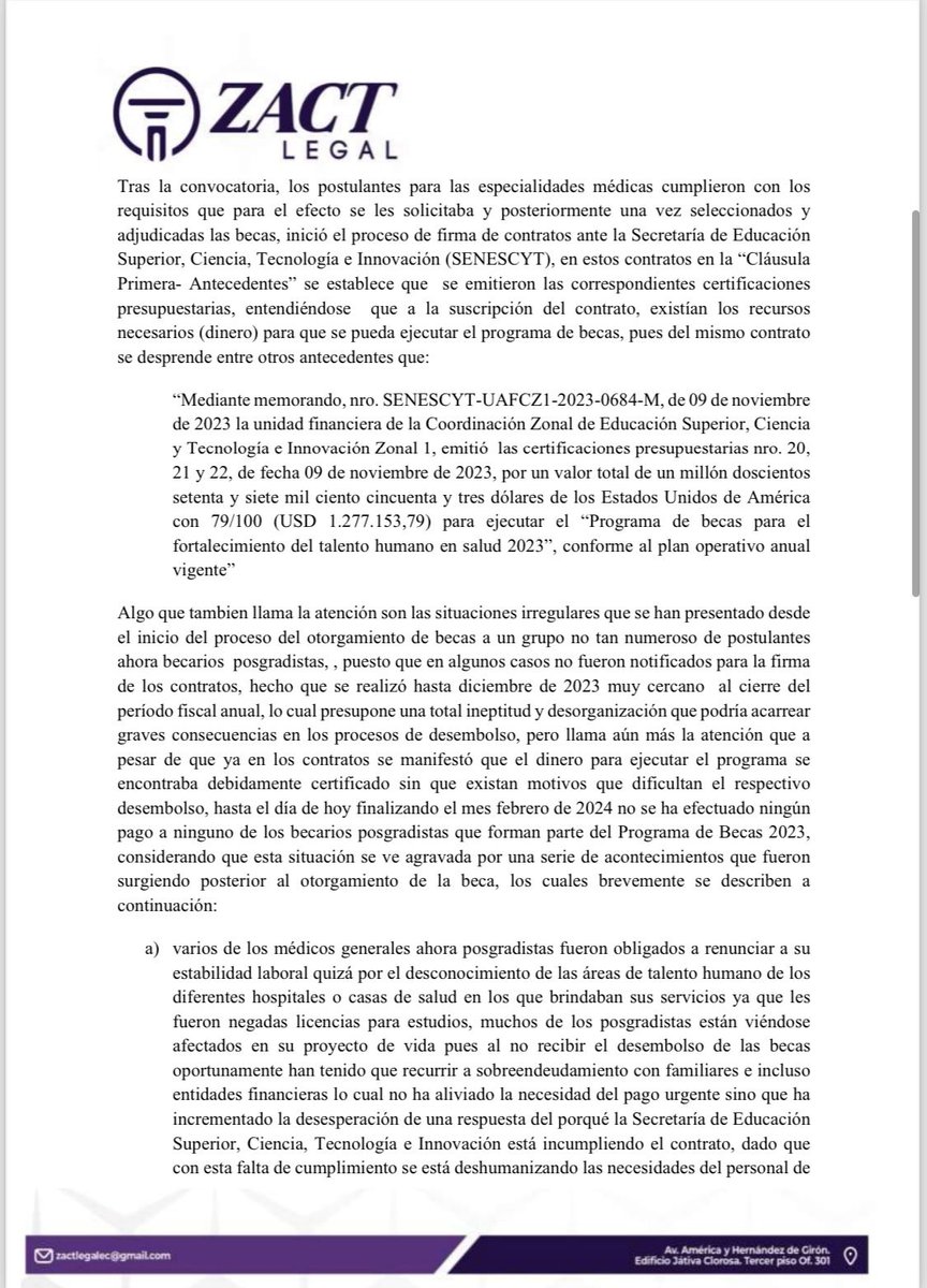 mafernanda1712's tweet photo. Uno quiere hacer patria, y la patria nos está fallando. El gobierno incumple con sus becas ofertadas. Si esto no se soluciona pronto, tendremos que abandonar los postgrados. Esperamos una respuesta pronta de presidencia a este pedido @DanielNoboaOk @Salud_Ec #becariossinbeca https://t.co/H0Y4rLeVbb