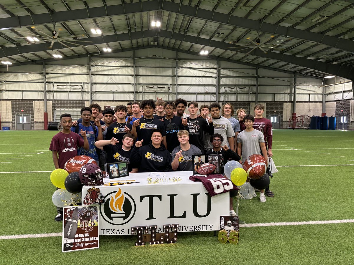 Congratulations to 2024 OL @DominicZimmer65 on signing with @TLU_Football today! We’re so proud of you Dom! #RecruitTheBluff #SWARM #CPH