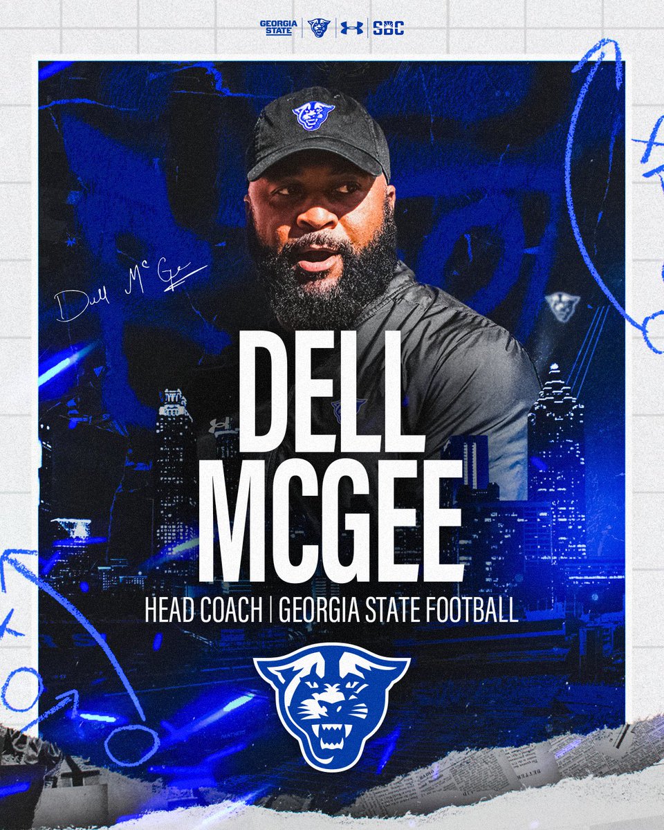 𝗔 𝗡𝗘𝗪 𝗘𝗥𝗔 𝗕𝗘𝗚𝗜𝗡𝗦! 🔥 We are excited to announce @DellMcGee as the 4th Head Coach of the Georgia State Football program! #LightItBlue | #SoundTheHorn