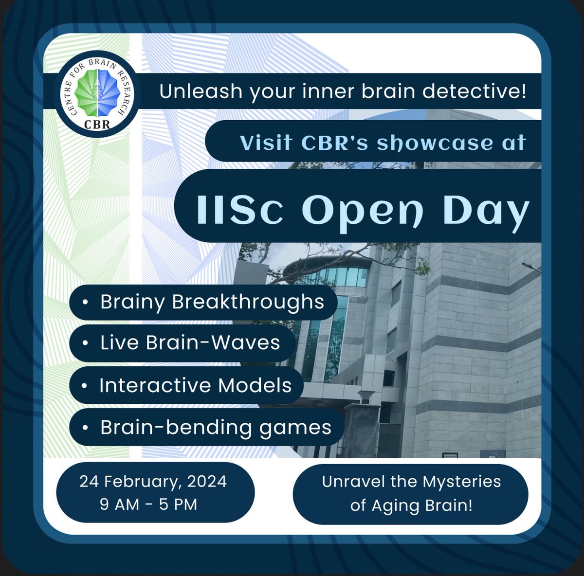 🙏Namaskāra, #Bengaluru! 

The much-awaited✨#IIScOpenDay2024 is finally here!

Come one, come all.

❔Ask  🔎Explore 💡Be Amazed❕

cbr.iisc.ac.in/openday-2024/