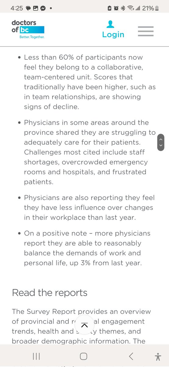 This Govt will keep recklessly spending, rarely ever reporting on outcomes that matter #BC

This @DoctorsOfBC survey clearly outlines that things are still declining.  Less than 1/2 satisfied with their #HealthAuthority. Less than 60% feel they are working in a team-centred unit.