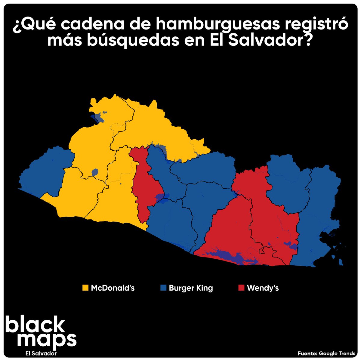 Considerando las franquicias dedicadas principalmente a la venta de hamburguesas, ¿cuál empresa despertó mayor interés de búsqueda por los usuarios de internet en El Salvador?