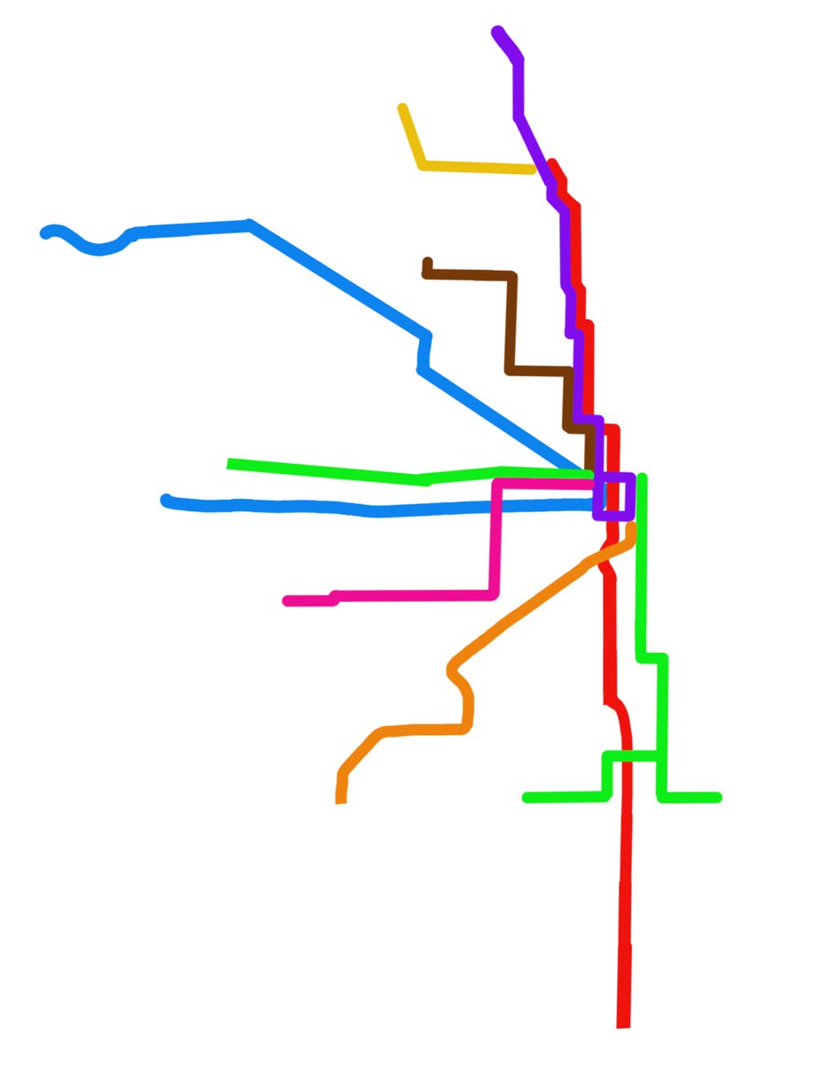 north0fnorth's tweet image. chicago L map from memory