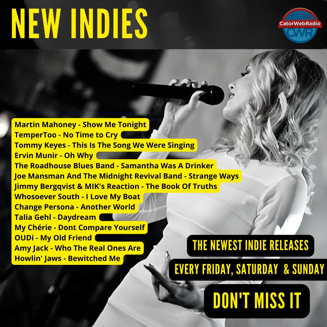 catorwebradio's tweet photo. #Nowplaying #NewIndies
@martinmahoney02
@TemperToo
@TommyKeyesMusic
@ErvinMun
@therbbofficial
@WHOSOEVERSOUTH
@changepersona
@TaliaGehl
#MyChèrie
#OUDi
@revivalmidnight
@MIKsReaction
@AmyJackMusic
@HowlinJaws https://t.co/PIpnxNzREC