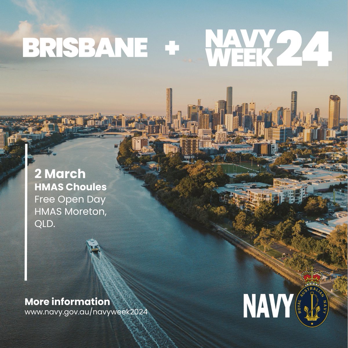 Australian_Navy's tweet photo. Brisbane, it's your turn to experience #NavyWeek24 🥳 🙌
Navy Week is here and we couldn't be more excited to open the gangways to you all and let you experience life in the Navy firsthand. https://t.co/0TmS2pe4sk