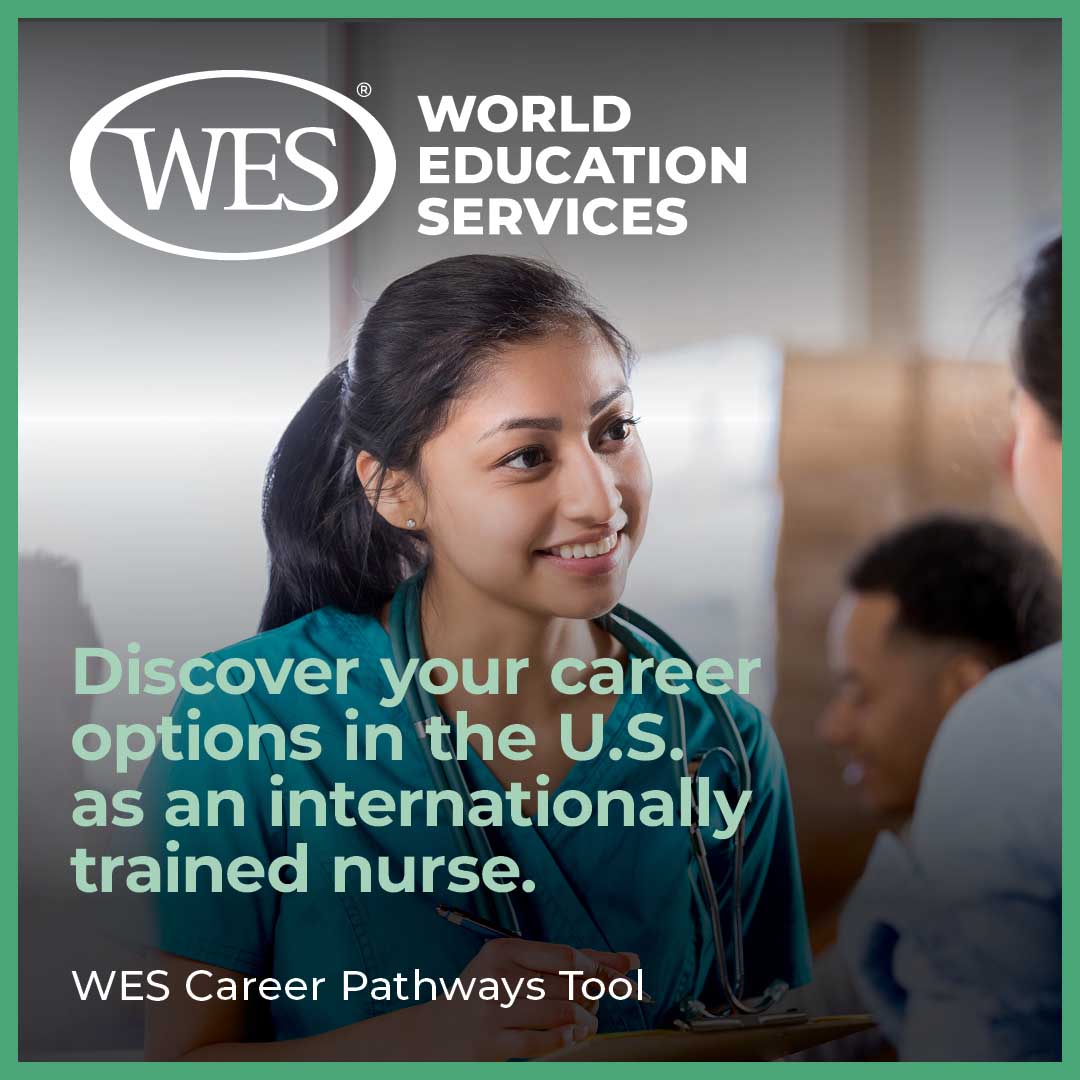 WESGlobalTalent's tweet photo. Your international #nursing experience is valuable! You don’t have to restart your career journey in the U.S.  

The FREE WES Career Pathways Tool can help you map out your #career options! 

https://t.co/RC1vgXBRoH

#CareerPathways 
#Immigrants https://t.co/tUZM7ui4iQ