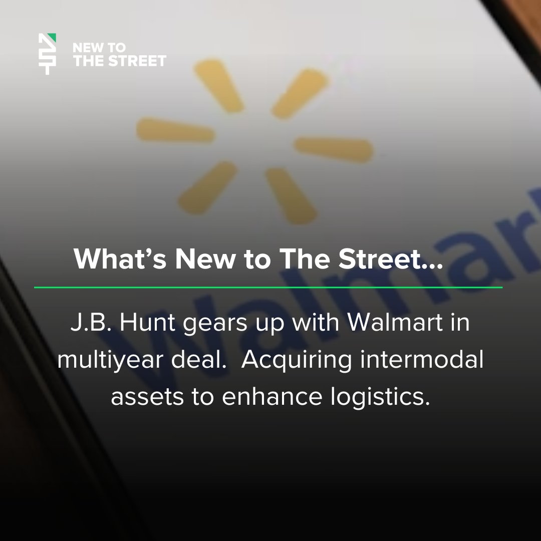 NewToTheStreet's tweet image. What&apos;s New to The Street...

🚚 Big news in shipping! J.B. Hunt gears up with Walmart in multiyear deal. 🛒 Acquiring intermodal assets to enhance logistics. Stay tuned for smoother journeys ahead!
@vincemedia1

 #jbjunt #walmart #logisticsdeal #businessnews #business #news…