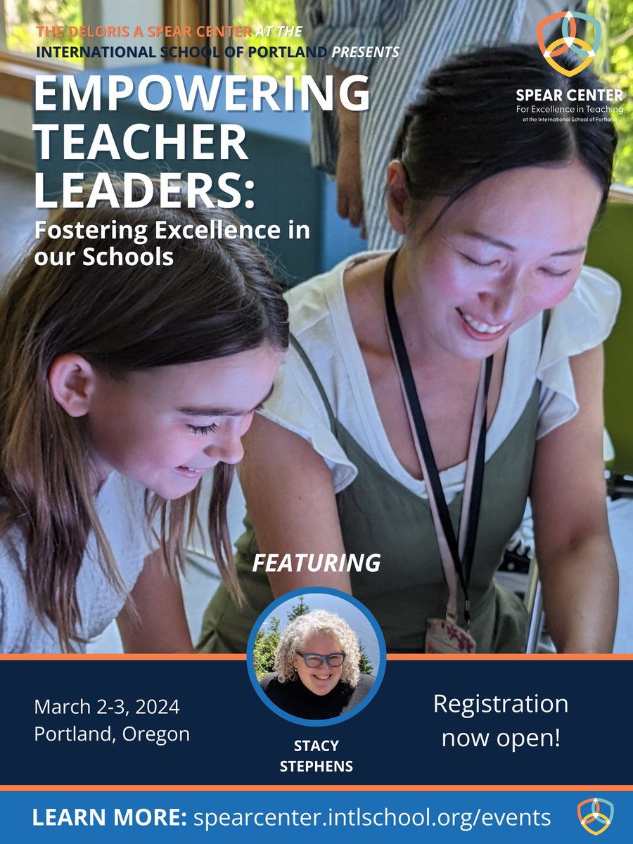 spearcenterpdx's tweet image. Registration closes tomorrow for Empowering Teacher Leaders!
Don't miss your chance to develop your leadership skills alongside Stacy Stephens. Register now!
spearcenter.intlschool.org/teacherleaders/
#ProfessionalDevelopment #teacherleaders