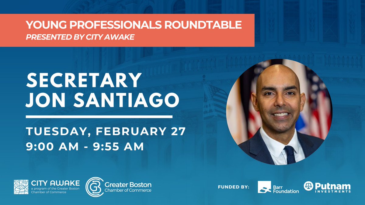 Young professionals, join @iamjonsantiago to discuss important topics: his public service work, the building of a new cabinet, veteran services, health disparities for populations like BIPOC and LGBTQ communities, & COVID as it relates to homelessness. members.bostonchamber.com/events/details…