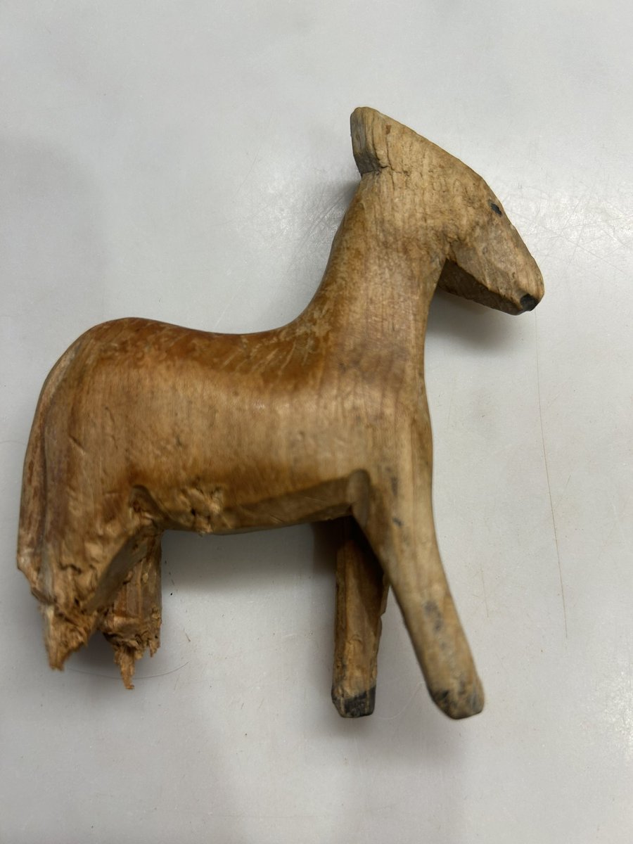 Gutted! Cross! I rescued this small wooden toy donkey when we were clearing my parents house. Puppy has chewed. Does anyone know whether this could be repaired? Think it would even test <a href="/W_K_Restoration/">Will Kirk</a> 
#wood #vintage #handcrafted #woodworking #repair #puppy #inthedoghouse
