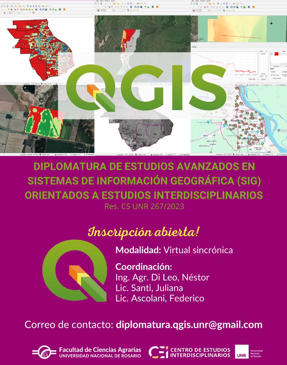 NestorDileo's tweet image. Diplomatura de Estudios Avanzados en Sistemas de Información Geográfica (#SIG) Orientados a Estudios Interdisciplinarios
-Modalidad virtual sincrónica (por Meet/Zoom)
-Duración 160 horas reloj
#GIS #geotechnology #geomatics #QGIS

unr.edu.ar/diplomatura-de…
