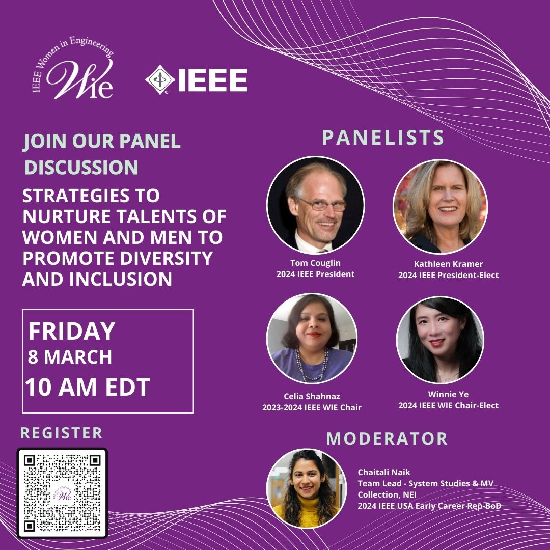 Join the Panel Discussion:  'Strategies to Nurture Talents of Women and Men to Promote Diversity and Inclusion'
March 8, 10 AM EDT. 

Register using this link - bit.ly/3SS5HQT