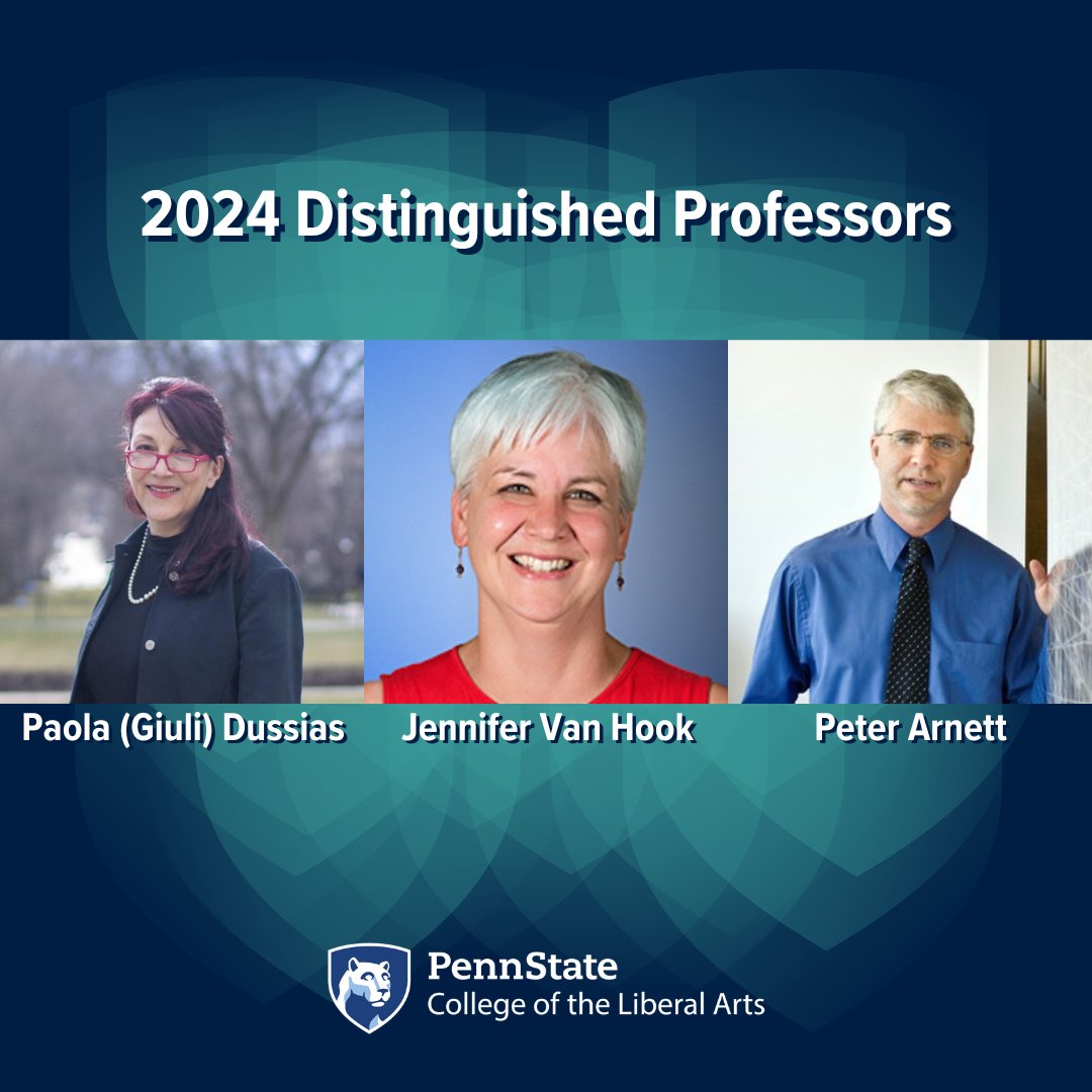 Penn State College of the Liberal Arts (@psuliberalarts) on Twitter photo Congratulations to our 3️⃣ newly named distinguished professors—Giuli Dussias, Jennifer Van Hook, and Peter Arnett! 👏 #WeAre truly blessed with the best! 💙🤍 bit.ly/dpPSU24 <a href="/VanHookJenny/">Jenny "2+2=4" Van Hook</a> <a href="/penn_state/">Penn State</a> <a href="/PSUPsychology/">Penn State Psychology</a> <a href="/PSUSocCrim/">Penn State Sociology & Criminology</a> <a href="/psupopresearch/">Penn State PRI (@pop.psu.edu🦋)</a> <a href="/SSRIPennState/">Penn State SSRI</a> <a href="/PSUresearch/">Penn State Research</a> Congratulations to our 3️⃣ newly named distinguished professors—Giuli Dussias, Jennifer Van Hook, and Peter Arnett! 👏 #WeAre truly blessed with the best! 💙🤍 bit.ly/dpPSU24 <a href="/VanHookJenny/">Jenny "2+2=4" Van Hook</a> <a href="/penn_state/">Penn State</a> <a href="/PSUPsychology/">Penn State Psychology</a> <a href="/PSUSocCrim/">Penn State Sociology & Criminology</a> <a href="/psupopresearch/">Penn State PRI (@pop.psu.edu🦋)</a> <a href="/SSRIPennState/">Penn State SSRI</a> <a href="/PSUresearch/">Penn State Research</a>