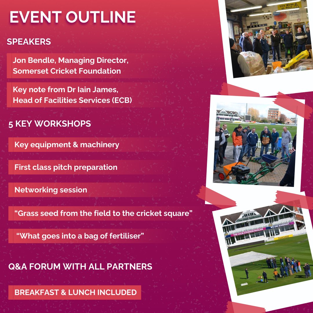 SomCricketFDN's tweet photo. 🌿SOUTH WEST CRICKET GROUNDS DAY 🏞
Are you your clubs grounds person? Passionate about grass & pitch preparation? This is the event for you! Hear from our industry partners & hear from the best in the business 🤝
📅 TUESDAY 12 MARCH - 10AM - 3PM
💷 Free to attend
🔗 Full schedule & to book: https://t.co/hgUobZp3s3