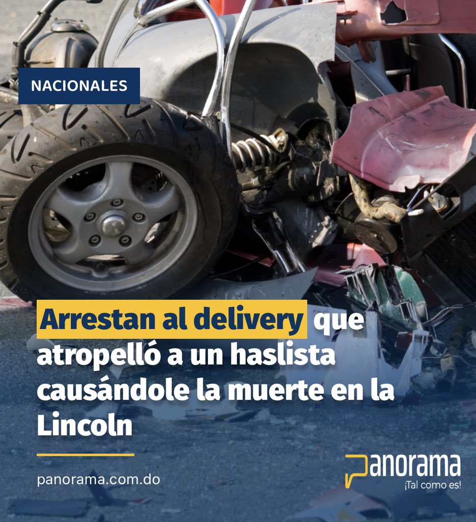 panorama_do's tweet photo. #Panorama_Nacional
La Digesett informó que el delivery PedidosYa involucrado en el accidente en la avenida Abraham Lincoln en el que murió un harlista fue arrestado.
Leer: https://t.co/Q1f3jCASeM
Síguenos, comenta y comparte.
#Panorama #Accidente #Digesett #Harlista https://t.co/hUNelMkTlF