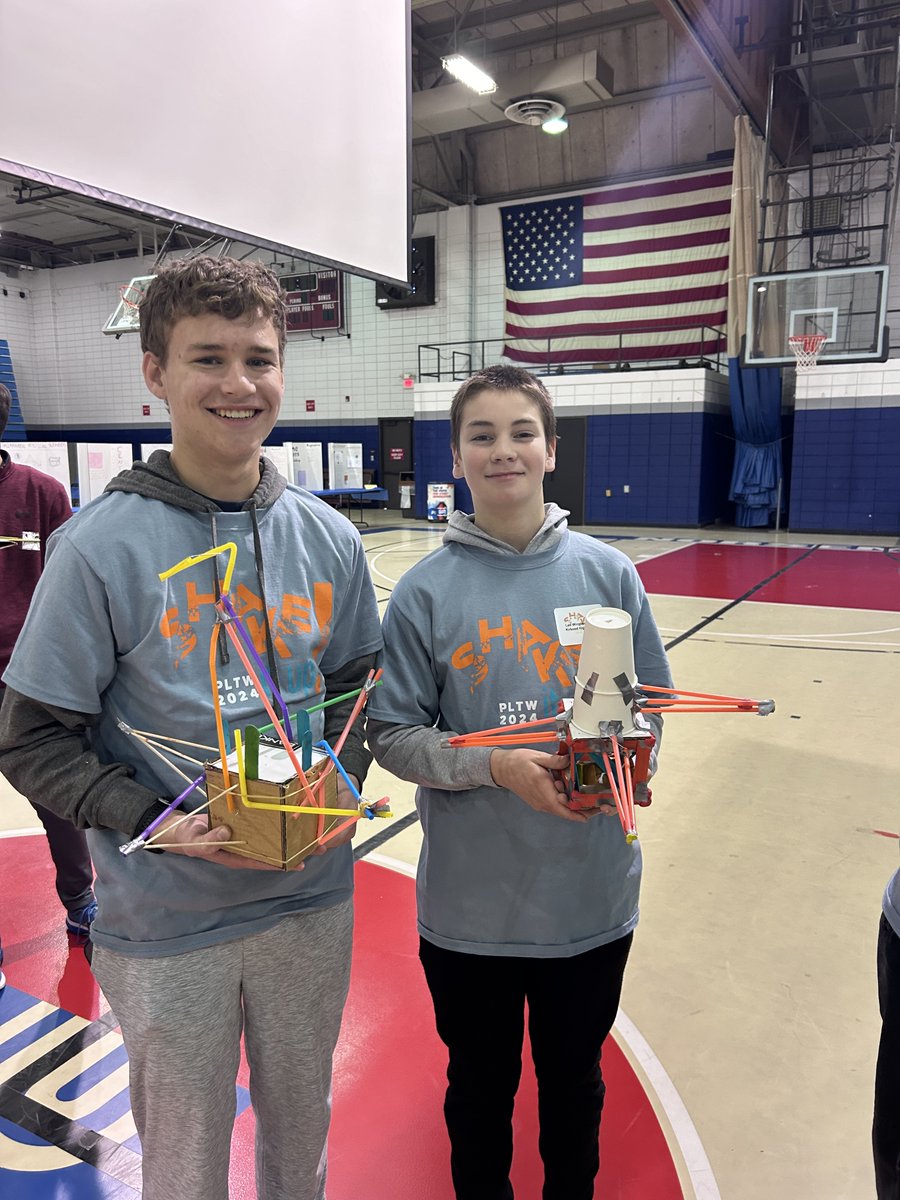 Today two teams represented Kirkwood High School at the @STLPLTW engineering competition at <a href="/STLCCFloValley/">STLCC-Florissant Valley</a> . 19 teams competed in the "Shake it Up" challenge creating a structure to sustain earthquake type movement. One  <a href="/khspioneers/">KHS Pioneers</a> teams won first place for  presentation!